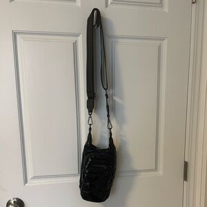 Adrienne Vittadini Glossy Black Crossbody Bag